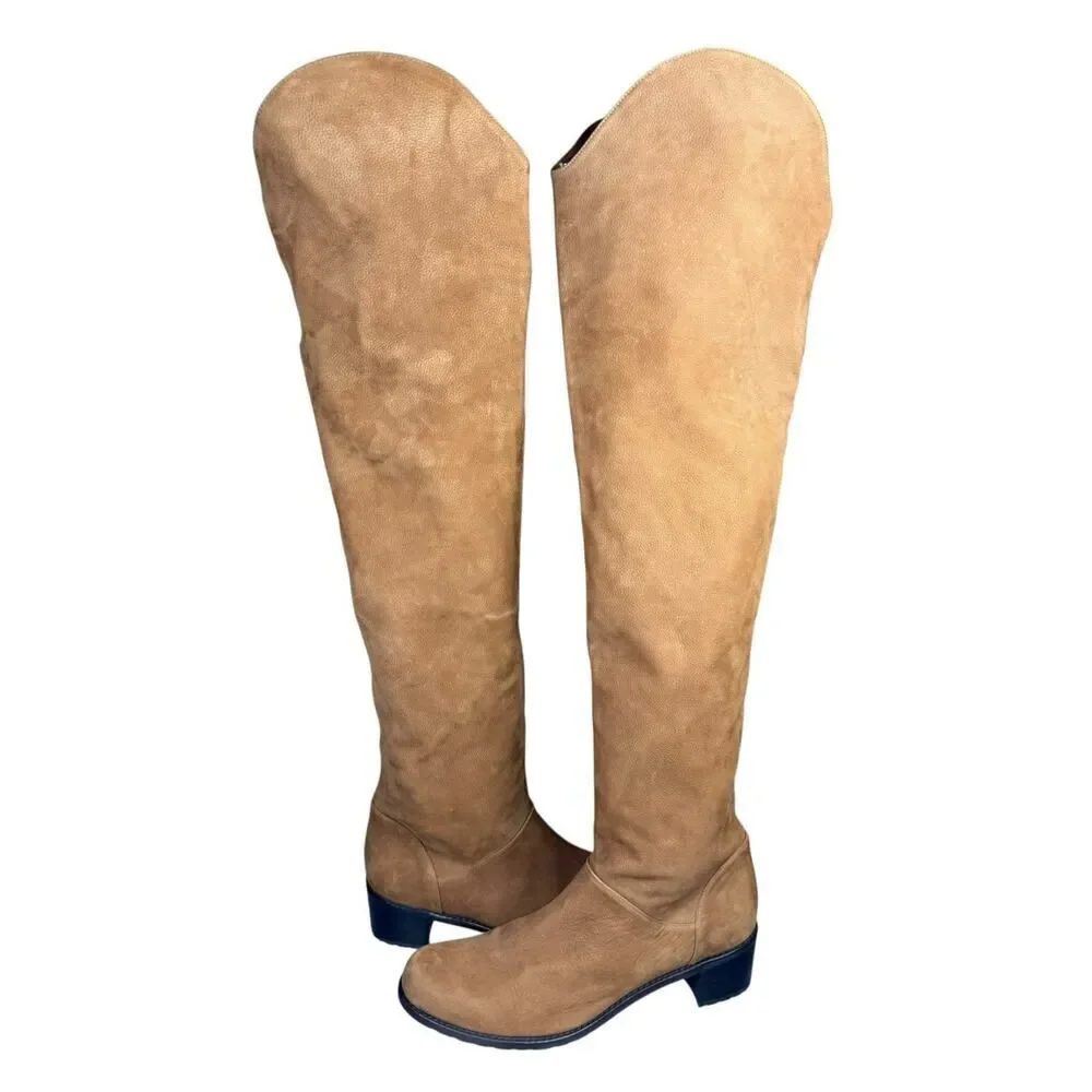 Stuart Weitzman Camel Suede OTK Pull-On Boots Sz 8.5